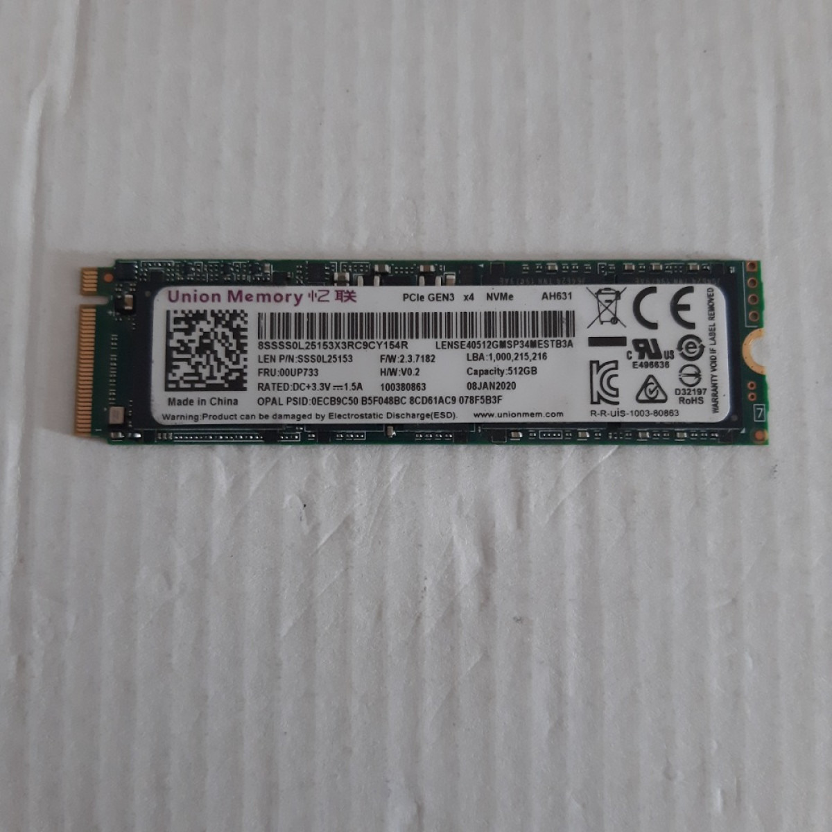 SSD M2 NVME 512GB M2 2280 Union Memory SSS0L25133